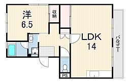 第2ハイツ宮本 1LDKの間取図画像