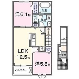 サニーグレイス 2LDKの間取図画像