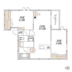 Maison Verite 武庫之荘 2LDKの間取図画像