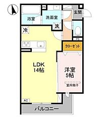 尼崎市南武庫之荘3丁目アパート 1LDKの間取図画像