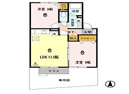 ライフランドスケープ 2LDKの間取図画像