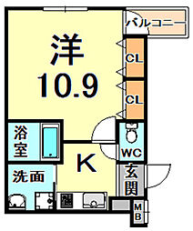 フジパレス立花駅東1番館 1Kの間取図画像
