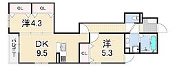 ハウスオブグレイス 2DKの間取図画像
