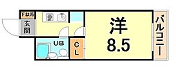 猪名寺パークマンション・2 ワンルームの間取図画像
