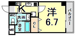 Luxe尼崎west 1Kの間取図画像