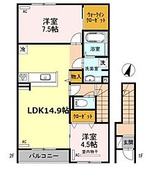 セレーノ中野 2LDKの間取図画像