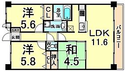 グランドハイツ旭 3LDKの間取図画像