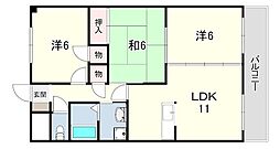 フローラルハイツ大道P-2 3LDKの間取図画像