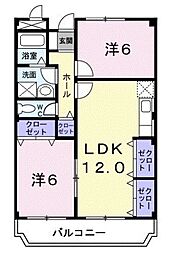 フリーダム中村 2LDKの間取図画像