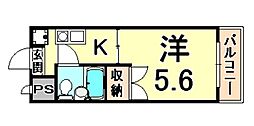 Kビル 1Kの間取図画像