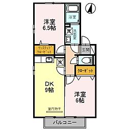 ウエストハイツ 2DKの間取図画像