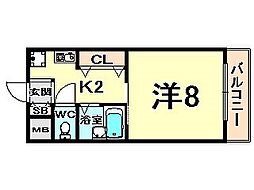 サンプラザ塚口 1Kの間取図画像