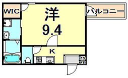 フジパレス水堂町 1Kの間取図画像