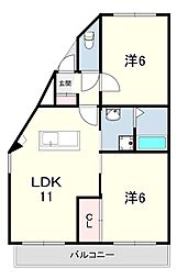 レジデンスM 2LDKの間取図画像