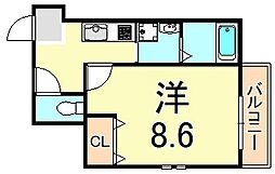 フジパレス阪急武庫之荘駅東 1Kの間取図画像