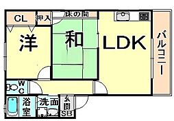 カーサ水堂 2LDKの間取図画像