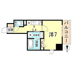 レリーフ南塚口 1Kの間取図画像
