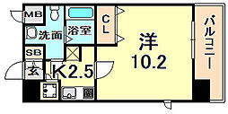 レジュールアッシュ尼崎駅前 1Kの間取図画像