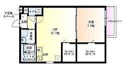 フジパレス尼崎武庫川 1LDKの間取図画像