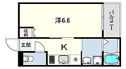 ヴェルメゾン武庫川 1Kの間取図画像
