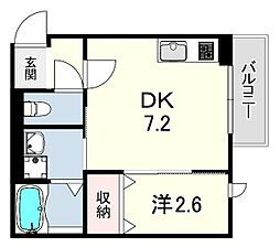 ヴェルメゾン武庫川 1Kの間取図画像