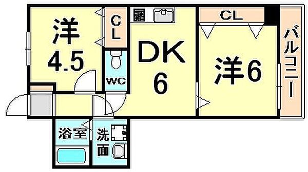 ロイヤルガーデン ｜兵庫県尼崎市善法寺町(賃貸マンション2DK・1階・43.14㎡)の写真 その2
