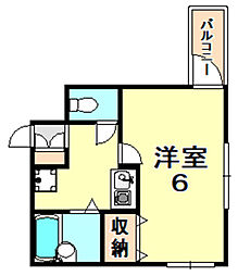 クラウンハウス 1Kの間取図画像