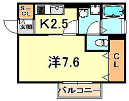 ホーミー六甲 1Kの間取図画像