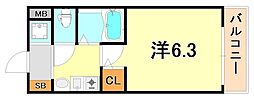 エステムコート新神戸エリタージュ 1Kの間取図画像
