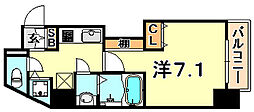 パシフィックレジデンス神戸八幡通 1Kの間取図画像