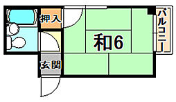 春日野道ロイヤルハイツ ワンルームの間取図画像