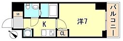 セレニテ神戸元町クレア 1Kの間取図画像