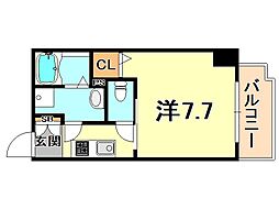 レジデンス神戸レガーロ 1Kの間取図画像
