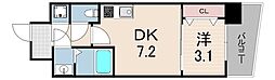 セレニテ神戸ミラクノール 1DKの間取図画像