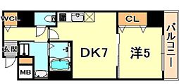 フォレ・リビエール磯辺通 1DKの間取図画像