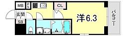 プロヴィスタ神戸三宮EAST 1Kの間取図画像
