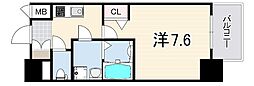 ポルト・ボヌール神戸湊川公園 1Kの間取図画像