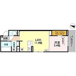 Noble Terrace中山手 1LDKの間取図画像