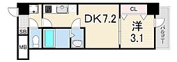 アドバンス神戸レイソレ 1DKの間取図画像