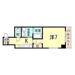 ロイズグラン神戸下沢通 1Kの間取図画像