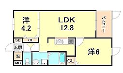 アークプレイス神戸 2LDKの間取図画像