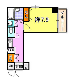 カーサ神戸下山手 1Kの間取図画像