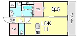 フォレ・リビエール磯辺通 1LDKの間取図画像