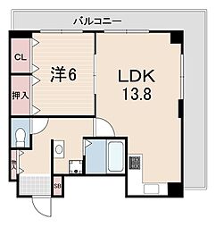 ブルームライフ兵庫 1LDKの間取図画像