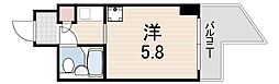 コスモプラザ三宮 ワンルームの間取図画像