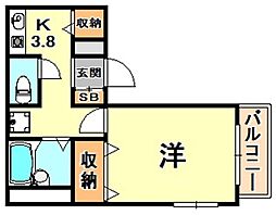 ディアコート 1Kの間取図画像
