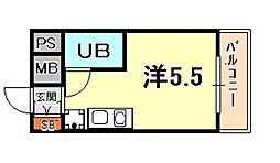 ラ・レジダンスド・エリール ワンルームの間取図画像