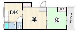 灘中央ビル 2DKの間取図画像