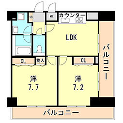 ロイヤルヒル神戸三ノ宮Part2 2LDKの間取図画像