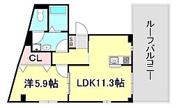 キャメロンプレイス中山手通 1LDKの間取図画像